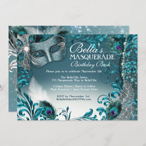 Masquerade Birthday Party Invitations