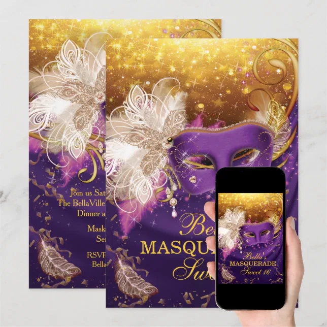 Masquerade Birthday Party Invitations | Zazzle
