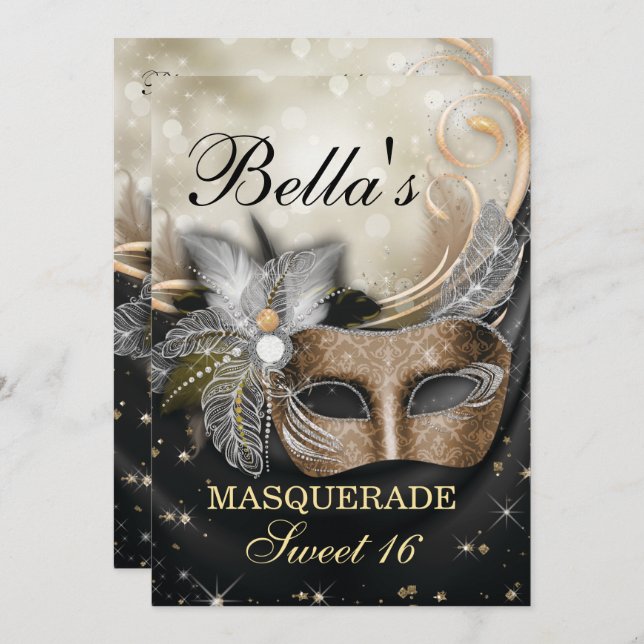 Masquerade Birthday Party Invitations (Front/Back)