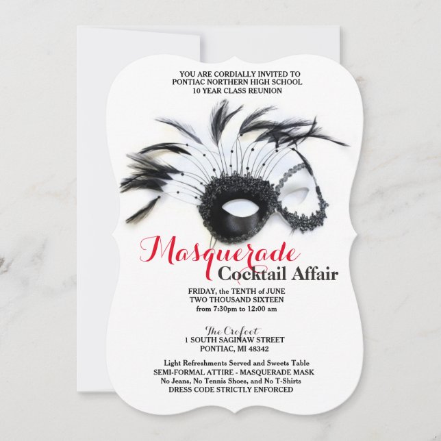 Masquerade Black and Red Invitations (Front)