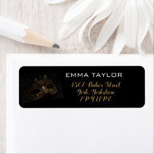 Masquerade Black & Gold Birthday Return Address Label