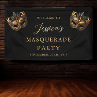 Masquerade Black Gold Birthday Welcome