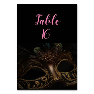Masquerade Black & Gold Elegant   Table Number