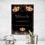 Masquerade black gold glitter birthday party poster<br><div class="desc">For a girly and glamorous 50th (or any age) birthday party. A stylish black background. Decorated with faux gold glitter and masquerade masks.  Personalize and add a name.</div>