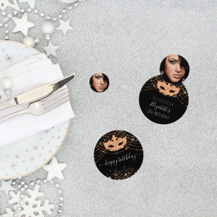 Masquerade black gold glitter dust birthday party confetti