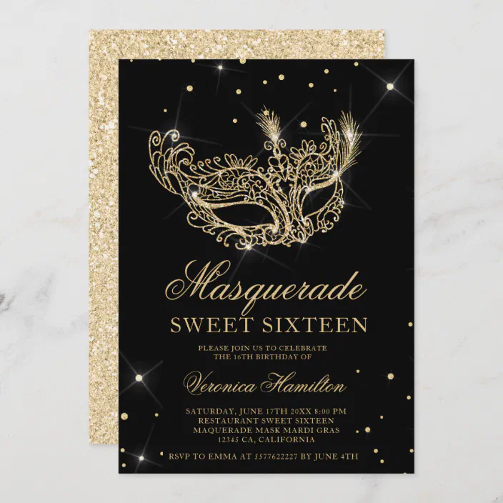 Postcard VIP "V I P" Greeting Card BLACK GOLD Glitter theme party PRECIOUS U Invitation