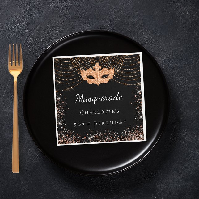 Masquerade black gold glitter party  napkins (Creator Uploaded)