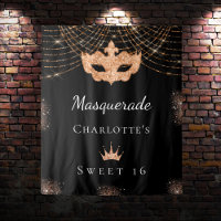 Masquerade black gold glitter Sweet 16 birthday
