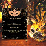 Masquerade black gold Sweet 16 budget invitation Flyer<br><div class="desc">Please note that this invitation is on flyer paper and very thin. Envelopes are not included. For thicker invitations (same design) please visit our store. For an elegant Masquerade, Sweet 16, 16th birthday. A stylish black background. Decorated with faux gold glitter dust and a masquerade mask. Personalize and add a...</div>