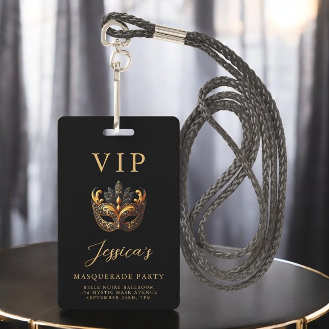 Masquerade Black Gold VIP Invitation Badge (Creator Uploaded)
