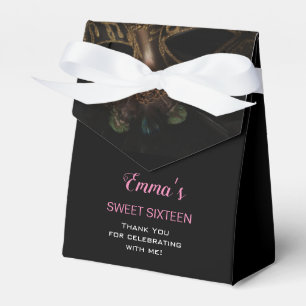 Masquerade Black Pink Sweet 16 Birthday Thank You Favor Boxes