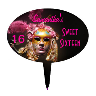 Masquerade carnival sweet sixteen cake topper