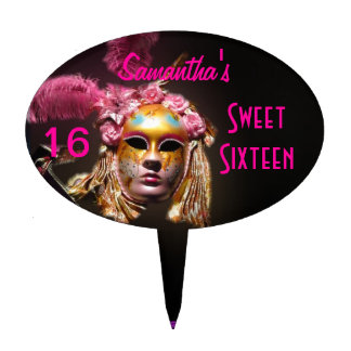 Masquerade carnival sweet sixteen cake topper