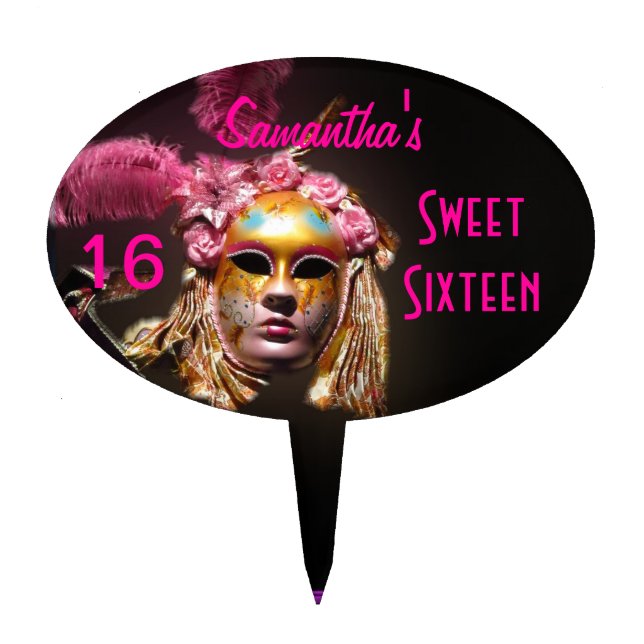 Masquerade carnival sweet sixteen cake topper (Front)
