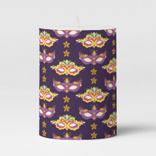 Masquerade Carnival Theme Purple Pillar Candle