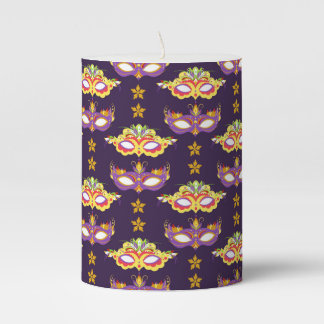 Masquerade Carnival Theme Purple Pillar Candle