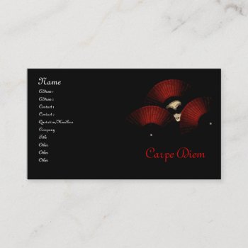 Masquerade Carpe Diem Business Cards by MoonArtandDesigns at Zazzle