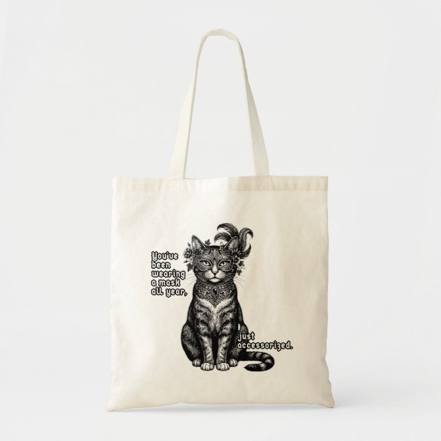 Masquerade Cat Tote Bag (Front)