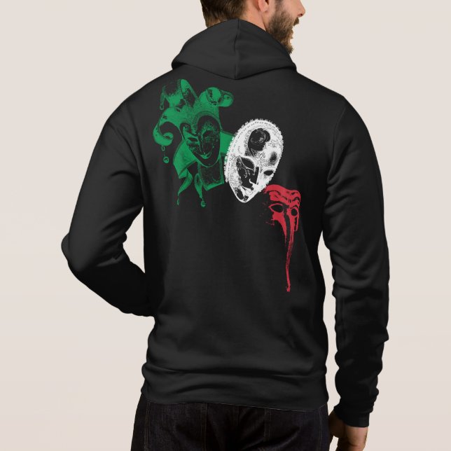 Masquerade Commedia Dell'Arte Italian Flag Hoodie (Back)