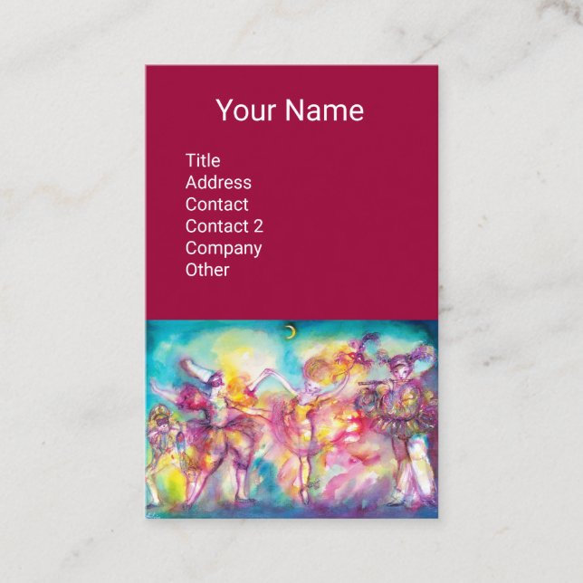 MASQUERADE Dance Music ,Theater Artist, Purple Business Card (Front)