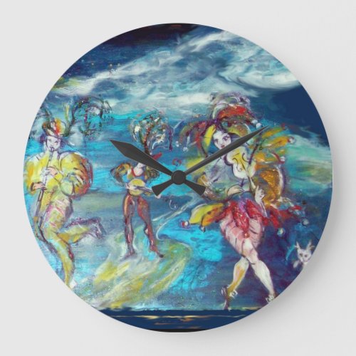 MASQUERADE DANCING AND MUSIC IN THE NIGHT LARGE CLOCK