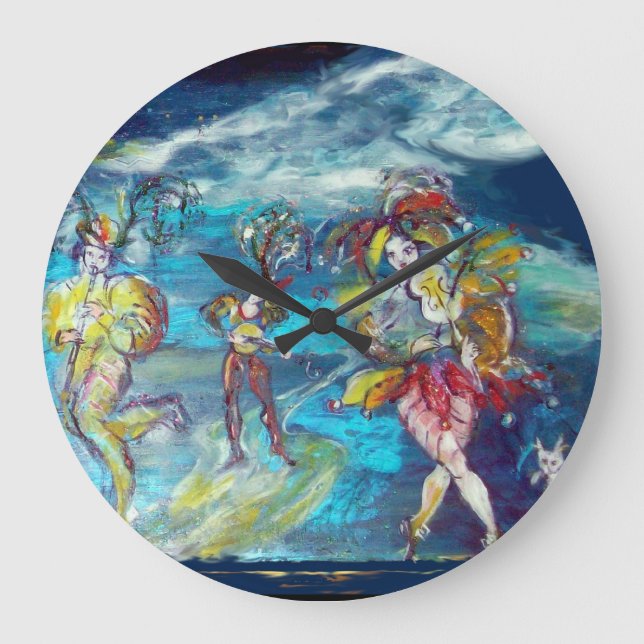 MASQUERADE DANCING AND MUSIC IN THE NIGHT LARGE CLOCK (Front)