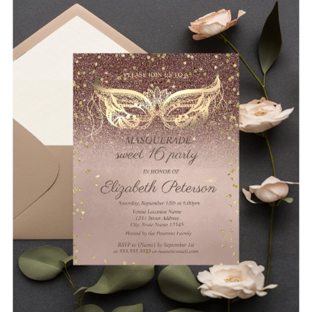 Masquerade  Diamonds Glitter Sweet 16 Invitation  (Creator Uploaded)