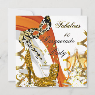 Masquerade Fabulous 40 Woman's Gold High Heel 2 Invitation