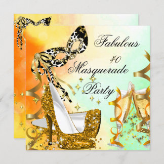 Masquerade Fabulous 40 Woman's Gold High Heels 3 Invitation