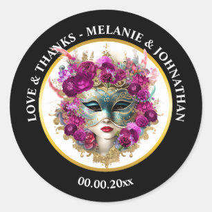 Masquerade Floral Wedding Favor Sticker