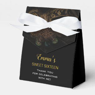 Masquerade Gold Black Sweet 16 Birthday Thank You Favor Boxes