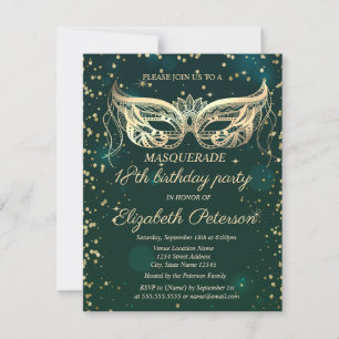 Masquerade Gold Diamonds 18th Birthday Invitation
