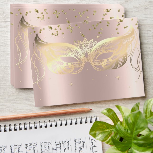 Masquerade Gold Diamonds,Stars  Rose Gold Envelope (Stacked)