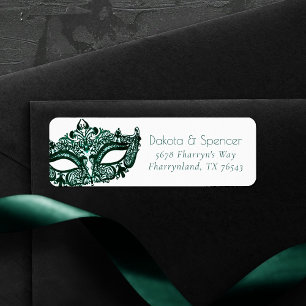 Masquerade Green Mask Vibrant Emerald Address Label