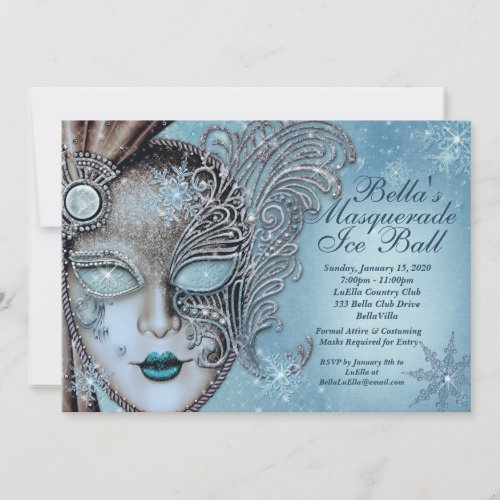 Masquerade Ice Ball Winter Snowflake Invitations