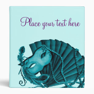 Masquerade in Teal - Customizable 3 Ring Binder