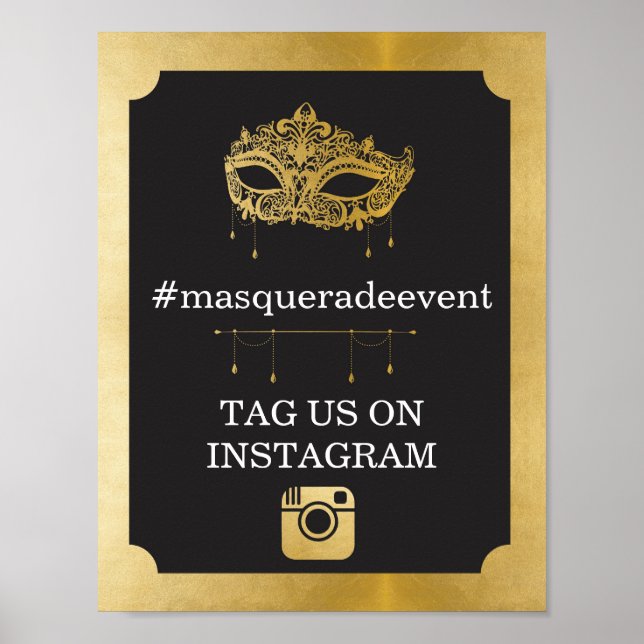 Masquerade Instagram Sign Photo Insta Event Party (Front)