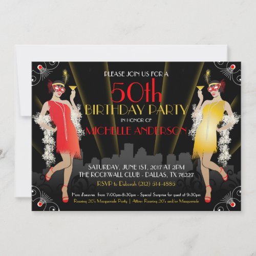 Masquerade Mardi Gras Birthday Inivtation Invitation