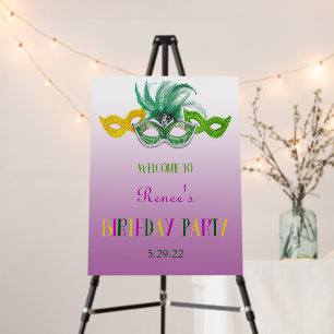 Masquerade Mardi Gras Birthday Party Welcome Sign