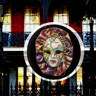 Masquerade, Mardi Gras, Carnival Mask Button