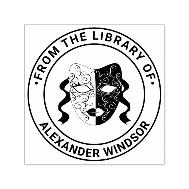 Masquerade Mask #1 Library Book Name Self-inking Stamp (Design)