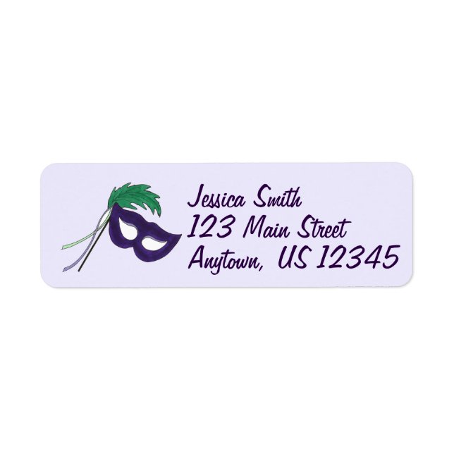 Masquerade Mask Acting Drama Club Mardi Gras Label (Front)