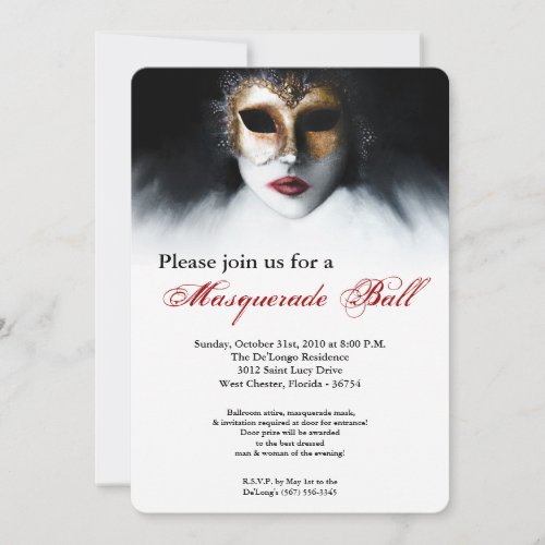 Masquerade Mask Ball Costume Halloween Invitation