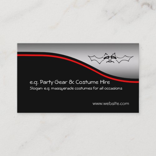 Masquerade Mask Bat metallic_effect red swoosh Business Card