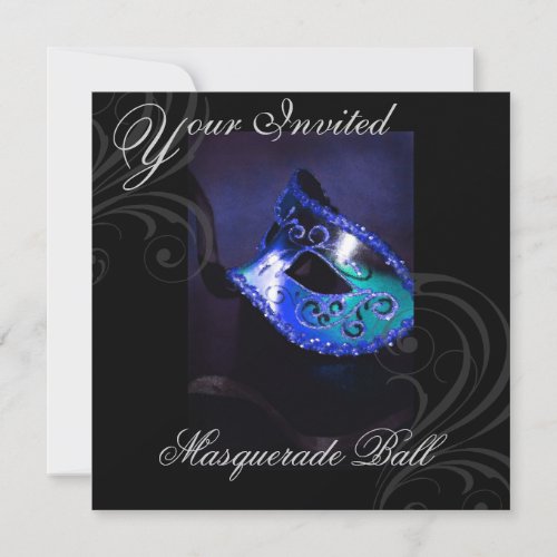 Masquerade Mask Blue Halloween Party Invitation