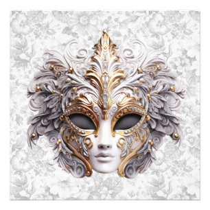 Masquerade Mask Colored in Grays Photo Print