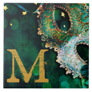 Masquerade Mask Costume Hall Monogram Display Tile