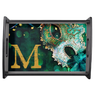 Masquerade Mask Costume Hall Monogram Serving Tray