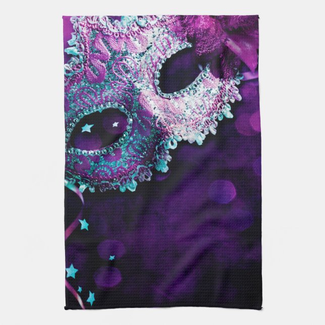 Masquerade Mask Costume Hallowe Kitchen Dish Towel (Vertical)
