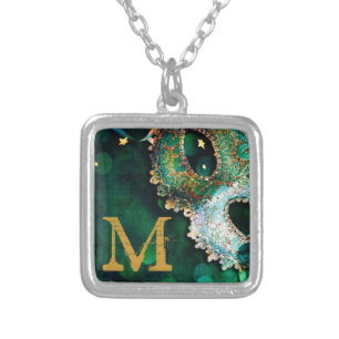 Masquerade Mask Costume Hallowee Monogram Necklace